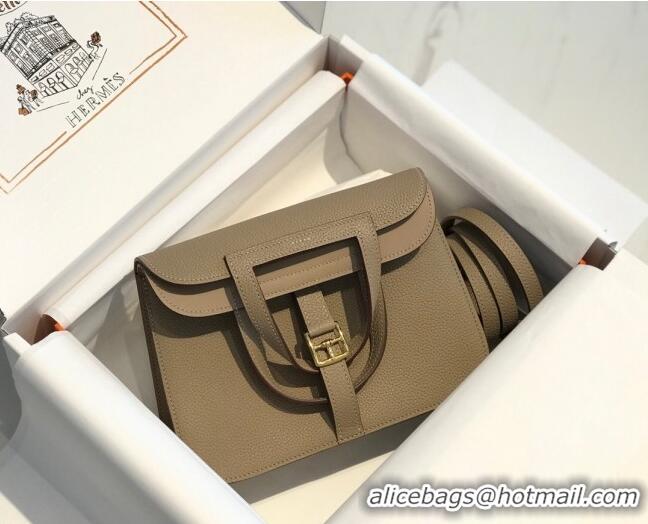 Buy Discount Hermes Halzan Mini 22cm Bag in Togo Calfskin Leather HH2936 Dove Grey/Gold