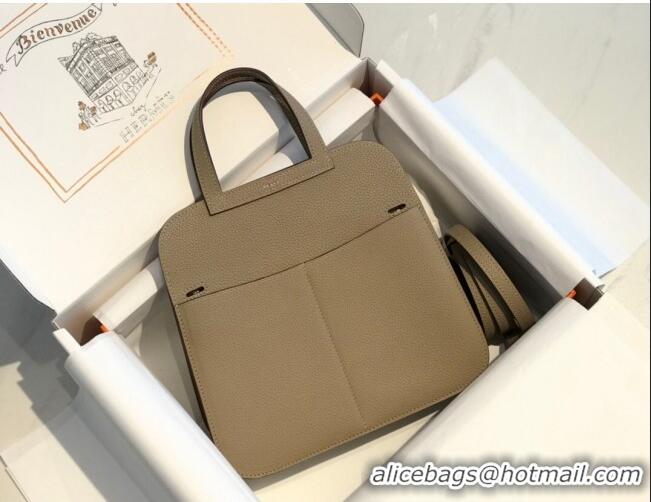 Buy Discount Hermes Halzan Mini 22cm Bag in Togo Calfskin Leather HH2936 Dove Grey/Gold