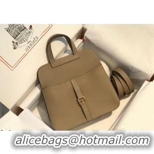 Most Popular Hermes Halzan 25cm Bag in Togo Calfskin Leather HH2937 Dove Grey/Gold