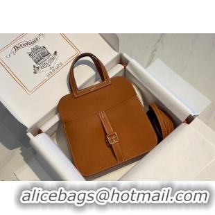 Low Price Hermes Halzan Mini 22cm Bag in Togo Calfskin Leather HH2936 Brown/Gold