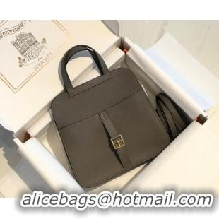 Shop Grade Hermes Halzan Mini 22cm Bag in Togo Calfskin Leather HH2936 Tinware Grey/Gold