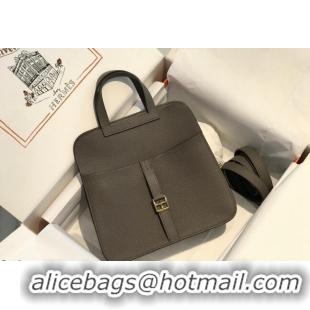 Classic Discount Hermes Halzan 25cm Bag in Togo Calfskin Leather HH2937 Tinware Grey/Gold