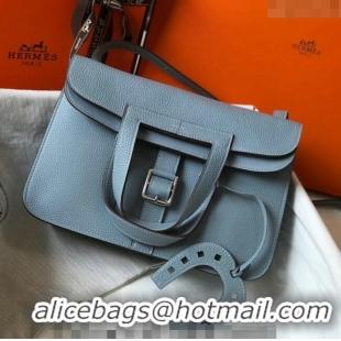 New Style Hermes Halzan Bag 30cm in Togo Leather HH1134 Linen Blue