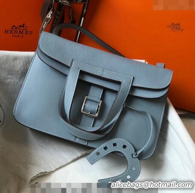 New Style Hermes Halzan Bag 30cm in Togo Leather HH1134 Linen Blue