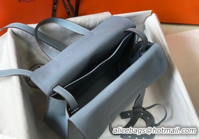 New Style Hermes Halzan Bag 30cm in Togo Leather HH1134 Linen Blue