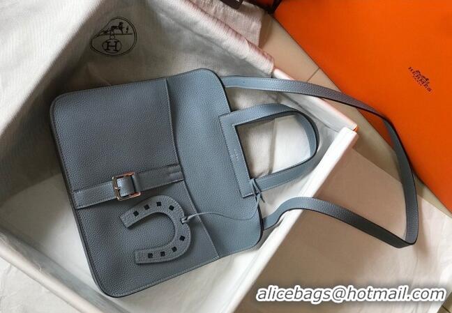 New Style Hermes Halzan Bag 30cm in Togo Leather HH1134 Linen Blue