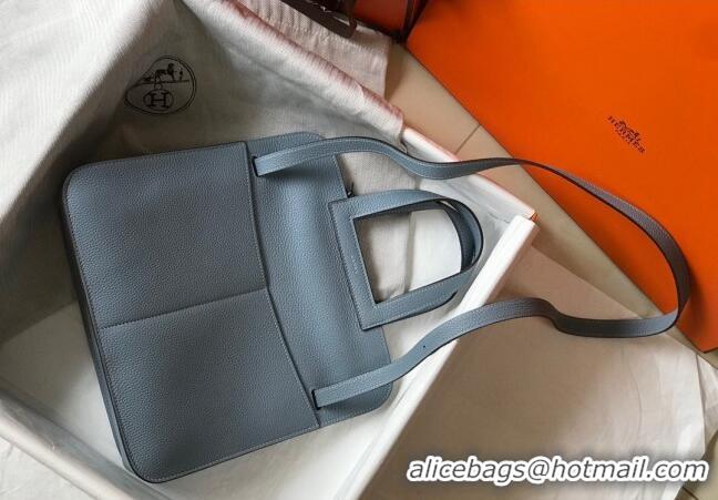 New Style Hermes Halzan Bag 30cm in Togo Leather HH1134 Linen Blue