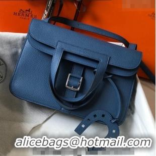 Top Quality Hermes Halzan Bag 30cm in Togo Leather HH1134 Agate Blue