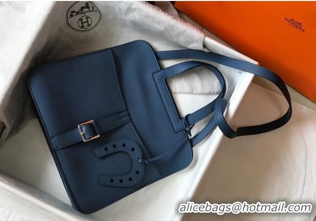 Top Quality Hermes Halzan Bag 30cm in Togo Leather HH1134 Agate Blue