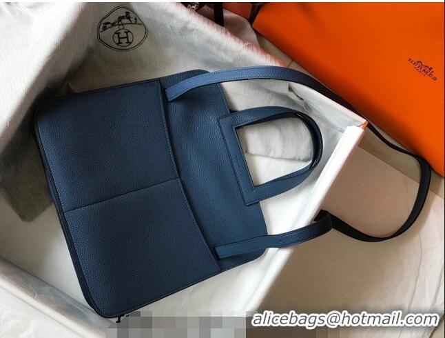 Top Quality Hermes Halzan Bag 30cm in Togo Leather HH1134 Agate Blue