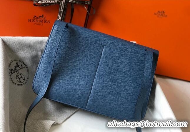 Top Quality Hermes Halzan Bag 30cm in Togo Leather HH1134 Agate Blue