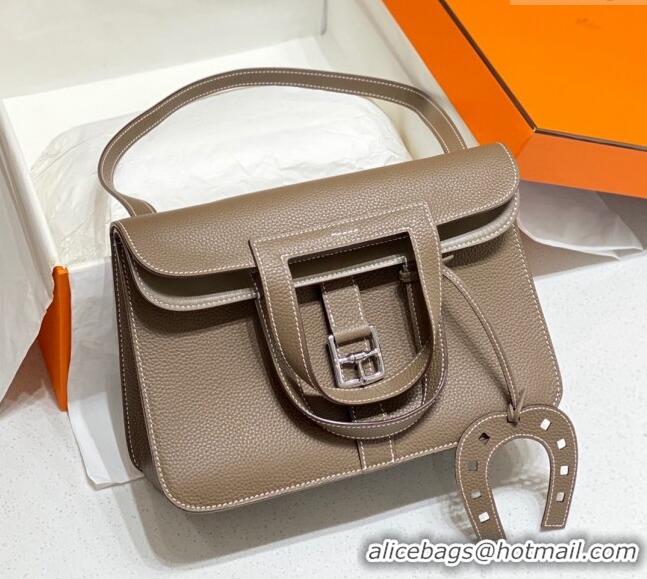 Good Taste Hermes Halzan Bag 30cm in Togo Leather HH1134 Elephant Grey