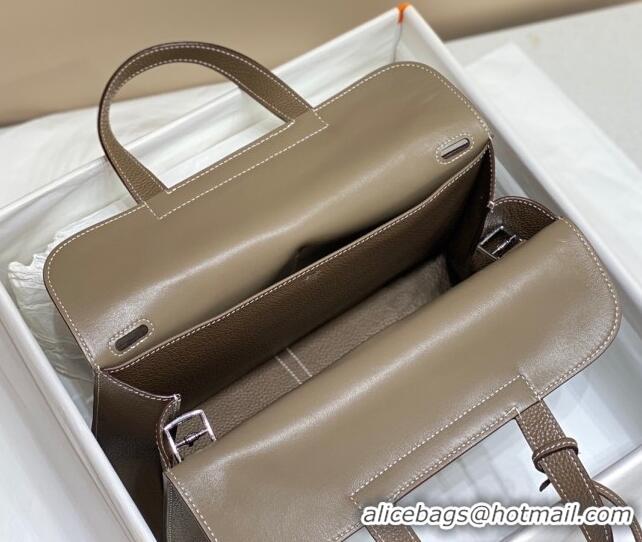 Good Taste Hermes Halzan Bag 30cm in Togo Leather HH1134 Elephant Grey