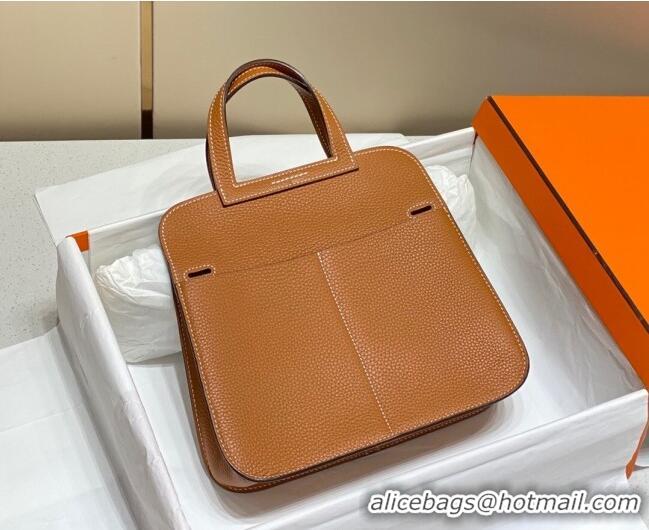 New Design Hermes Halzan Bag 30cm in Togo Leather HH1134 Gold Brown