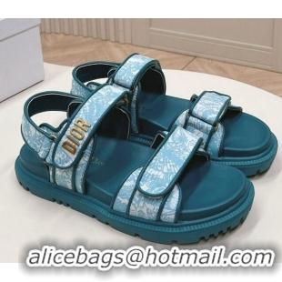 Popular Style Dior Dioract Strap Sandals in Technical Fabric with Blue Allover Butterfly Print 506043