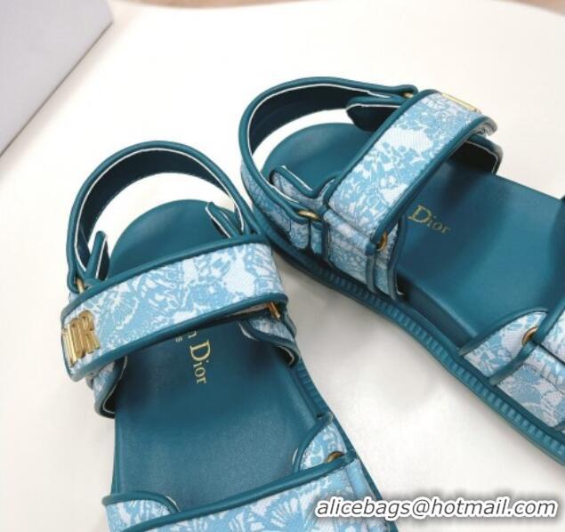 Popular Style Dior Dioract Strap Sandals in Technical Fabric with Blue Allover Butterfly Print 506043