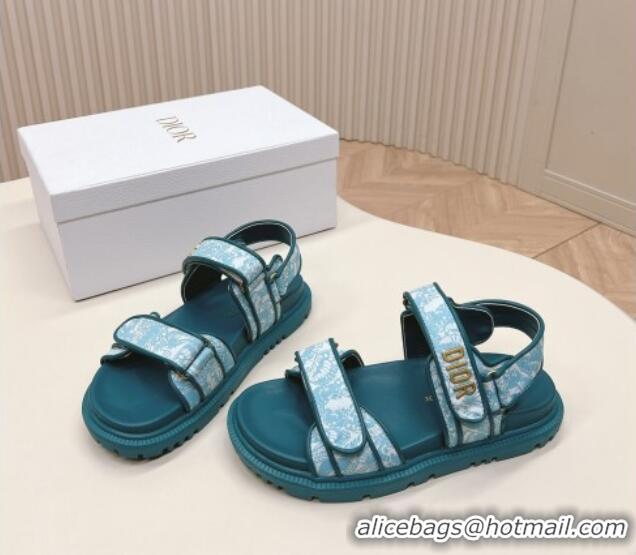 Popular Style Dior Dioract Strap Sandals in Technical Fabric with Blue Allover Butterfly Print 506043