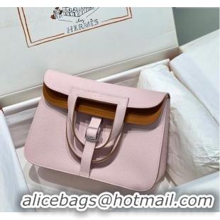 Super Quality Hermes Halzan 25cm Bag in Togo Calfskin Leather and Lambskin H7080 Dreamy Purple/Brown (Half Handmade)