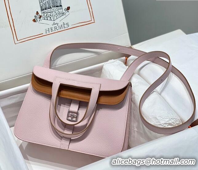 Super Quality Hermes Halzan 25cm Bag in Togo Calfskin Leather and Lambskin H7080 Dreamy Purple/Brown (Half Handmade)