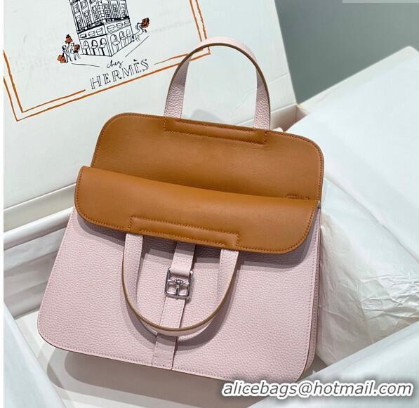 Super Quality Hermes Halzan 25cm Bag in Togo Calfskin Leather and Lambskin H7080 Dreamy Purple/Brown (Half Handmade)