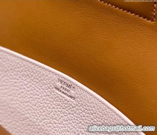 Super Quality Hermes Halzan 25cm Bag in Togo Calfskin Leather and Lambskin H7080 Dreamy Purple/Brown (Half Handmade)