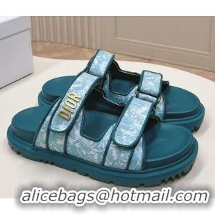 Good Looking Dior Dioract Slide Sandals in Technical Fabric with Blue Allover Butterfly Print 506044