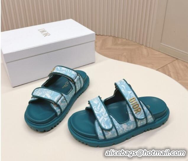 Good Looking Dior Dioract Slide Sandals in Technical Fabric with Blue Allover Butterfly Print 506044