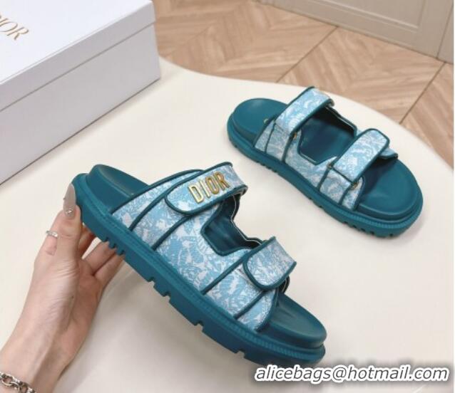 Good Looking Dior Dioract Slide Sandals in Technical Fabric with Blue Allover Butterfly Print 506044