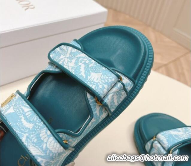 Good Looking Dior Dioract Slide Sandals in Technical Fabric with Blue Allover Butterfly Print 506044