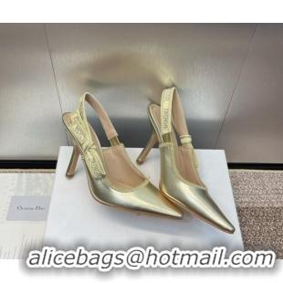 Lowest Price Dior J'Adior Slingback Pumps 9.5cm in Gold-Tone Metallic Leather 0506055