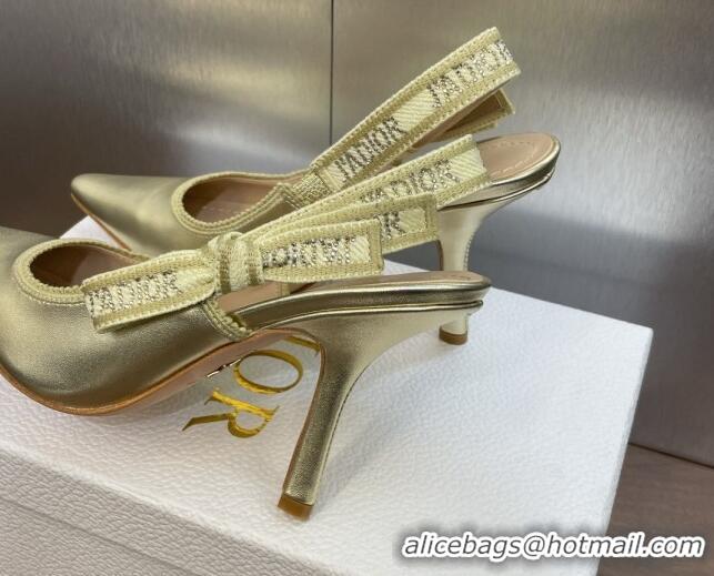 Lowest Price Dior J'Adior Slingback Pumps 9.5cm in Gold-Tone Metallic Leather 0506055