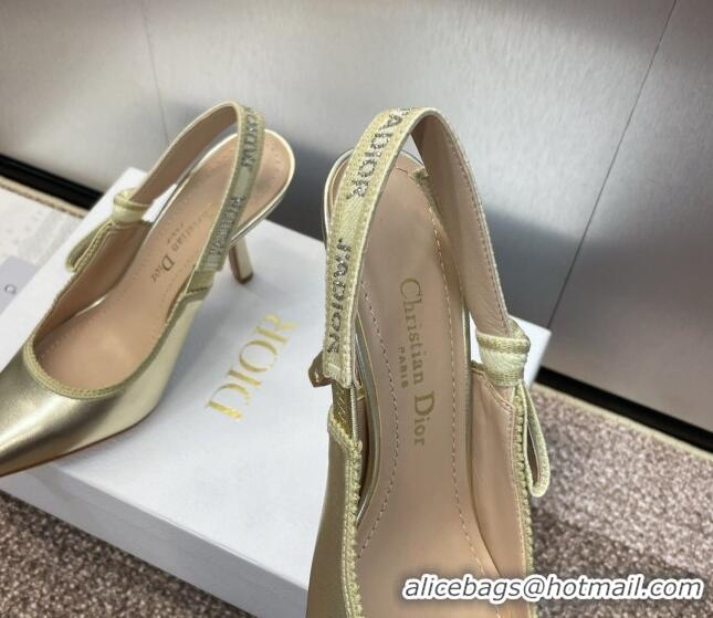 Lowest Price Dior J'Adior Slingback Pumps 9.5cm in Gold-Tone Metallic Leather 0506055