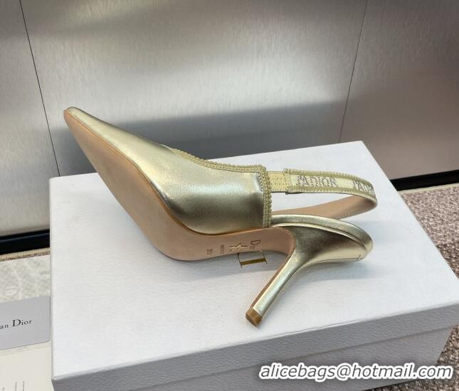 Lowest Price Dior J'Adior Slingback Pumps 9.5cm in Gold-Tone Metallic Leather 0506055