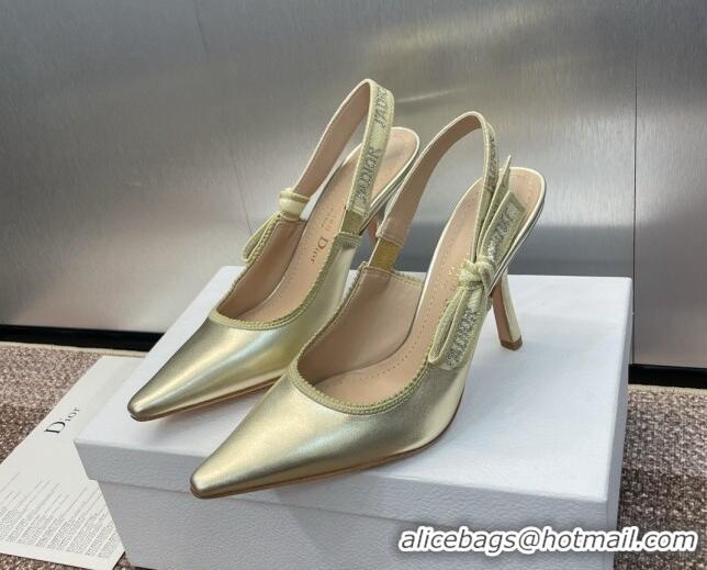 Lowest Price Dior J'Adior Slingback Pumps 9.5cm in Gold-Tone Metallic Leather 0506055