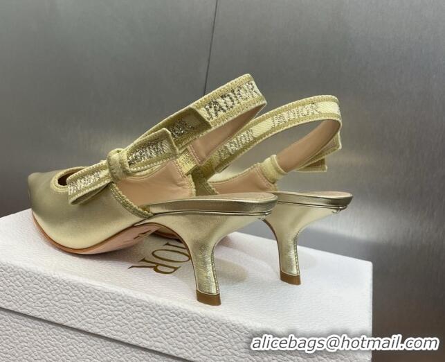 Luxury Cheap Dior J'Adior Slingback Pumps 6.5cm in Gold-Tone Metallic Leather 506056