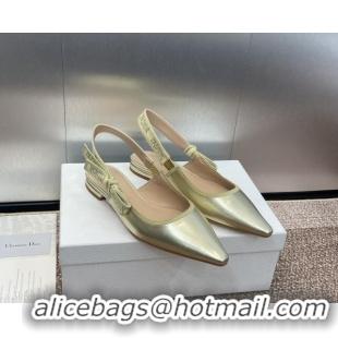 Best Price Dior J'Adior Slingback Ballet Flat in Gold-Tone Metallic Leather 506057