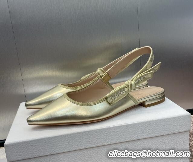 Best Price Dior J'Adior Slingback Ballet Flat in Gold-Tone Metallic Leather 506057