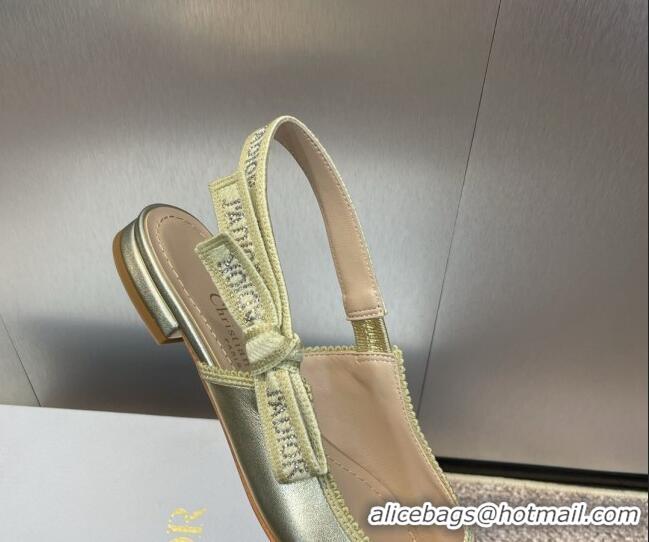 Best Price Dior J'Adior Slingback Ballet Flat in Gold-Tone Metallic Leather 506057