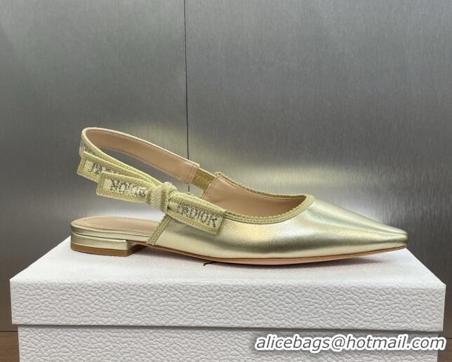 Best Price Dior J'Adior Slingback Ballet Flat in Gold-Tone Metallic Leather 506057