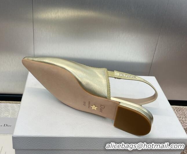 Best Price Dior J'Adior Slingback Ballet Flat in Gold-Tone Metallic Leather 506057