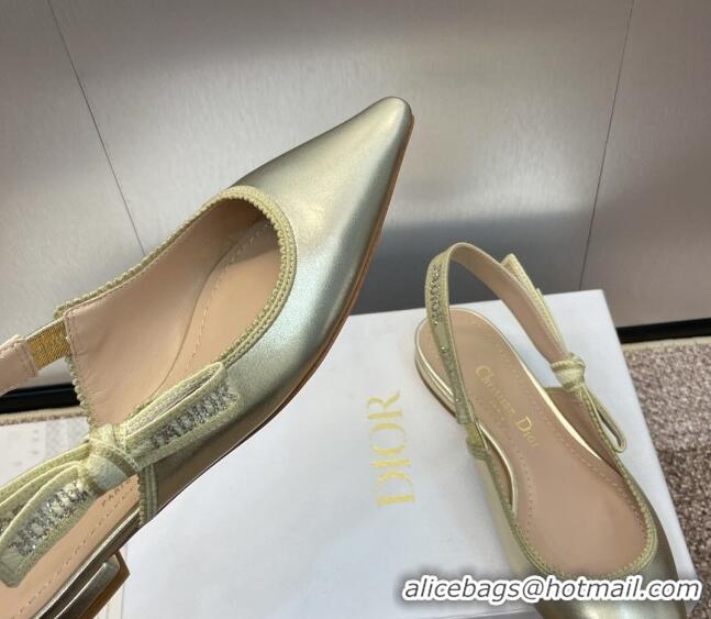 Best Price Dior J'Adior Slingback Ballet Flat in Gold-Tone Metallic Leather 506057