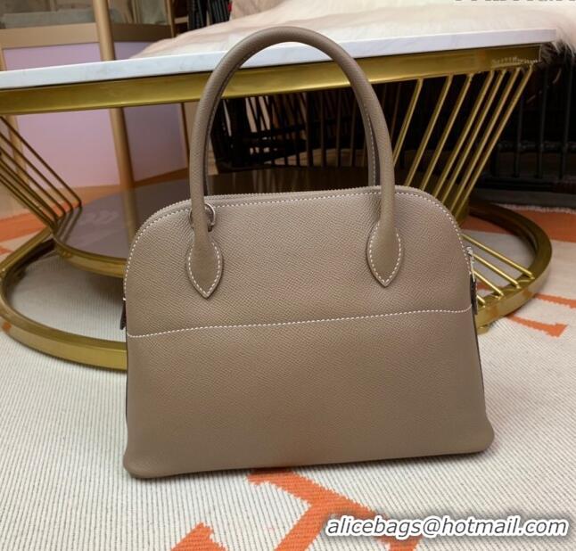 Reasonable Price Hermes Bolide 27 Bag in Original Epsom Leather H2601 Etoupe Grey (Half Handmade)