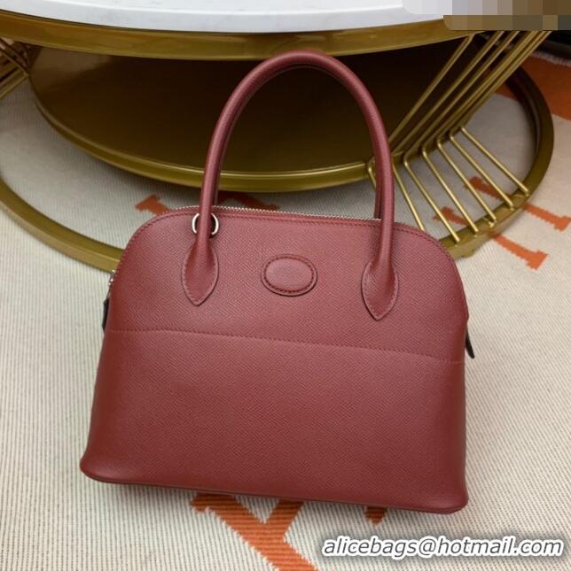 Super Quality Hermes Bolide 27 Bag in Original Epsom Leather H2601 Burgundy (Half Handmade)