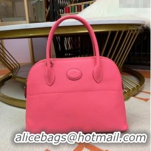 Free Shipping Hermes Bolide 27 Bag in Original Epsom Leather H2601 Rouge Pink (Half Handmade)