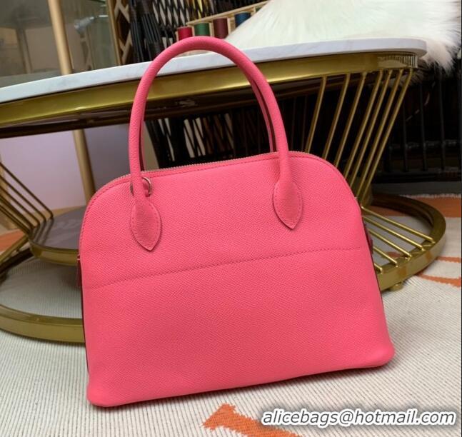 Free Shipping Hermes Bolide 27 Bag in Original Epsom Leather H2601 Rouge Pink (Half Handmade)