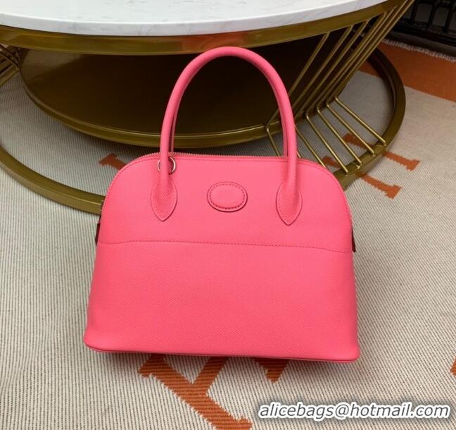 Free Shipping Hermes Bolide 27 Bag in Original Epsom Leather H2601 Rouge Pink (Half Handmade)