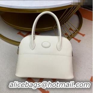 Famous Brand Hermes Bolide 27 Bag in Original Epsom Leather H2601 Milk White (Half Handmade)