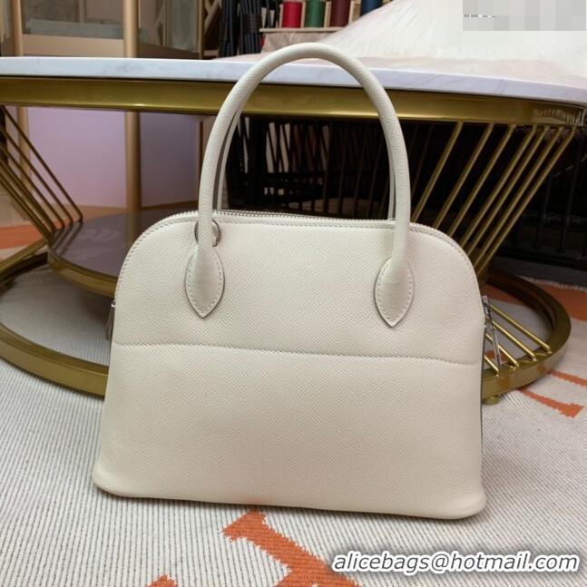 Famous Brand Hermes Bolide 27 Bag in Original Epsom Leather H2601 Milk White (Half Handmade)