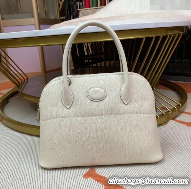 Famous Brand Hermes Bolide 27 Bag in Original Epsom Leather H2601 Milk White (Half Handmade)