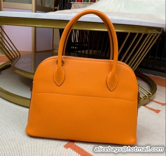 Best Luxury Hermes Bolide 27 Bag in Original Epsom Leather H2601 Orange (Half Handmade)